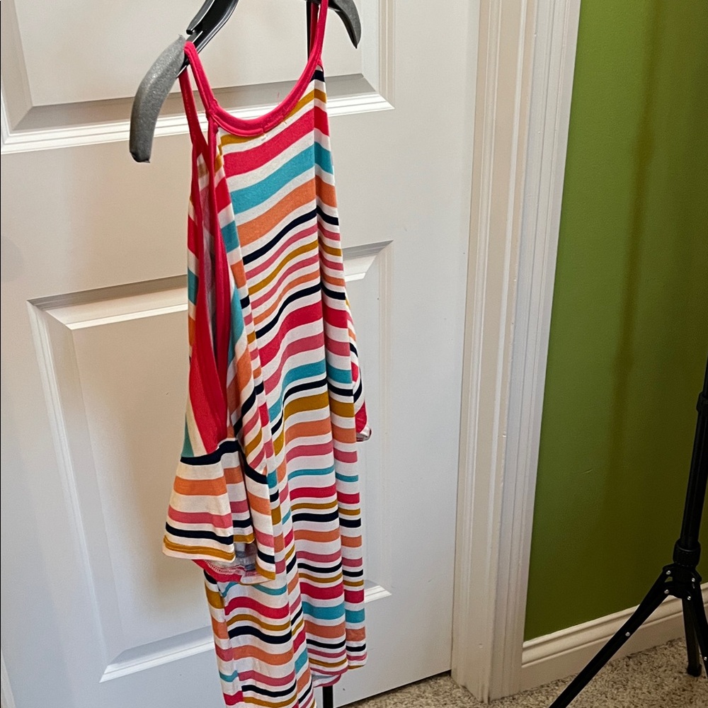 NWOT Multicolor Striped Short Cold Shoulder Tee